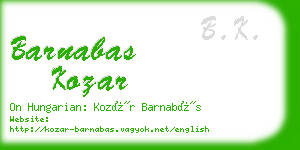 barnabas kozar business card